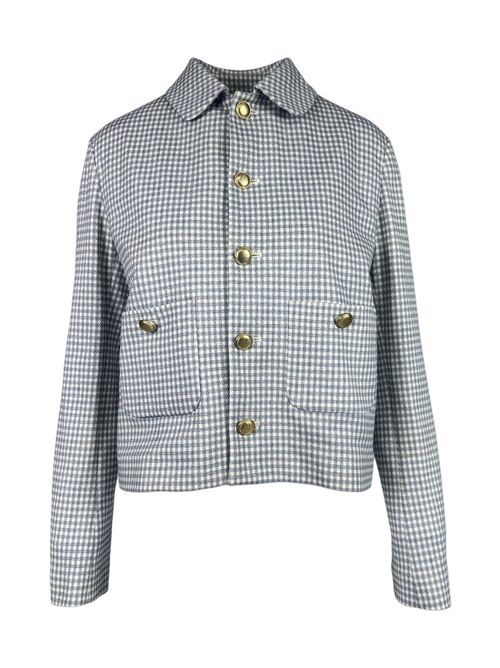 giacca donna corta a quadretti bianco e azzurro Circolo 1901 | FD395715